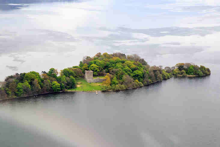 Loch Leven Castle isolated in the loch